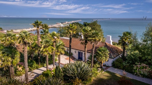 An aerial view of the entrance door and part of the garden at Portland House, Dorset